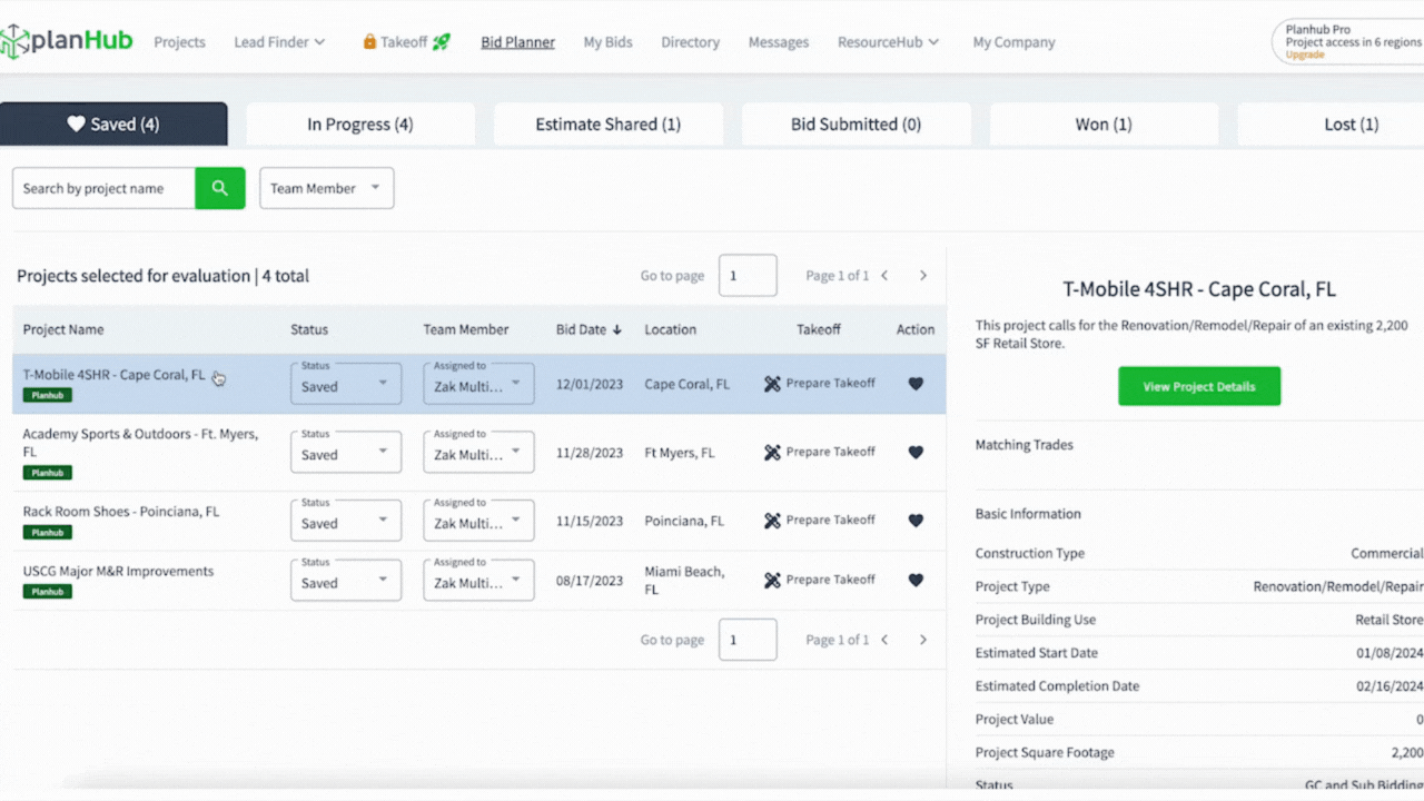 Bidding Stage Projects